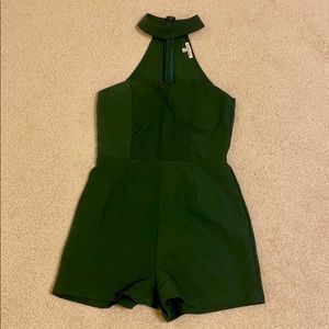 Mock Neck T-Strap Romper
